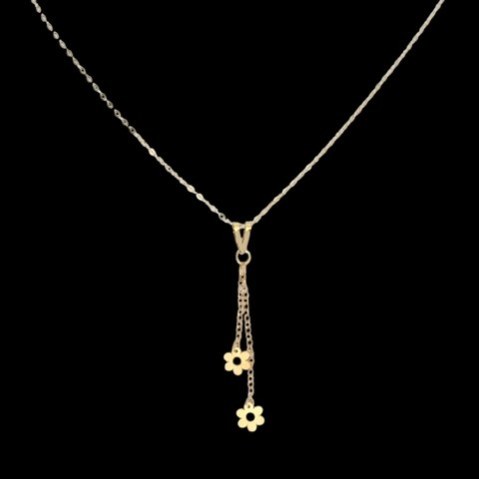 گردنبند طلا 18 عیار گل دوبل 0.390گرم