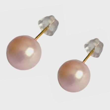 گوشواره طلا 18عیار میخی مروارید صورتی 0.210گرم