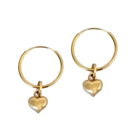 گوشواره طلا 18عیار حلقه ای قلب بادکنکی 0.650گرم