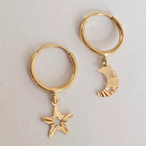 گوشواره طلا 18عیار ماه و ستاره 0.910گرم
