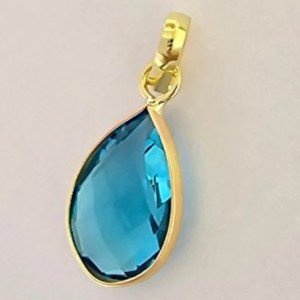 آویز طلا 18عیار اشک مارکو آبی دریا 0.330گرم