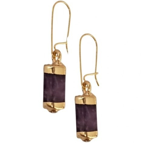 گوشواره طلا 18عیار سنگ آمیتیست طبیعی 0.230گرم