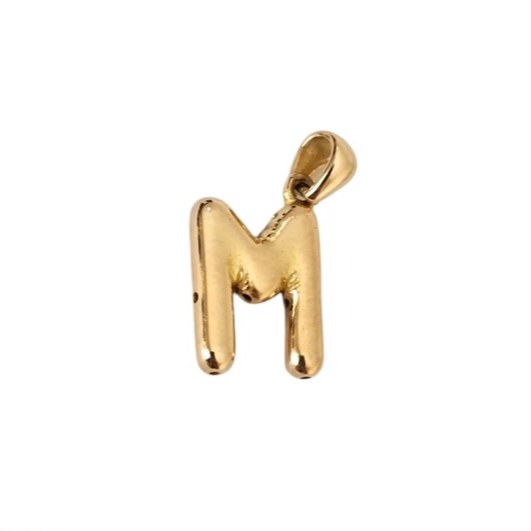 پلاک آویز طلا 18عیار حرف M بادکنکی 0.590گرم