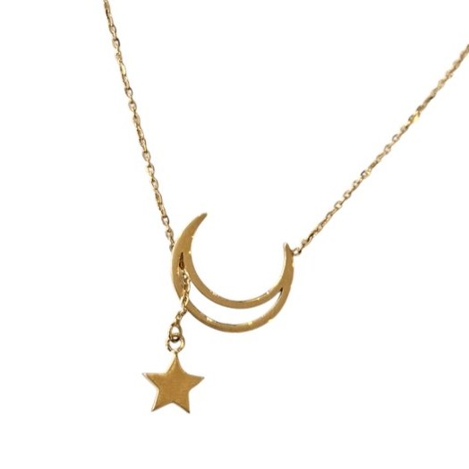 گردنبند طلا 18عیار ماه و ستاره 3.290گرم