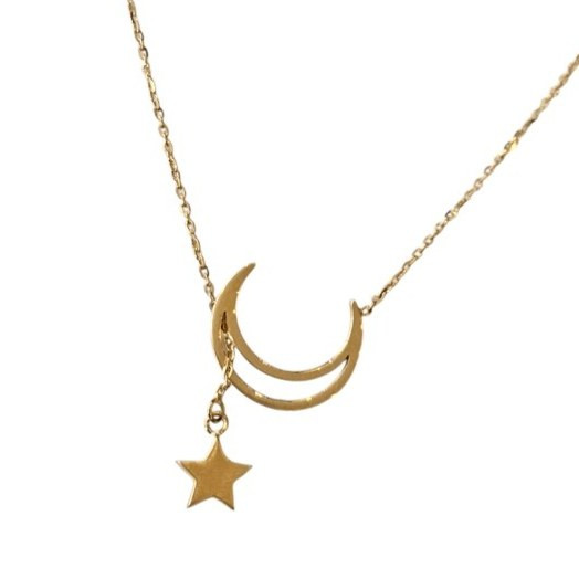 گردنبند طلا 18عیار ماه و ستاره 3.290گرم