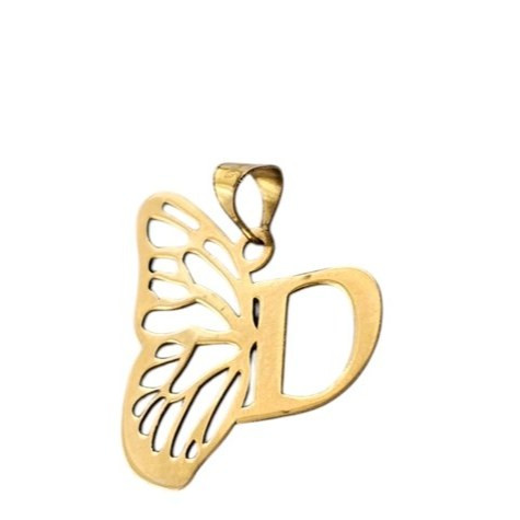 آویز طلا 18عیار حرف D بال پروانه 0.750گرم