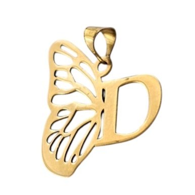 آویز طلا 18عیار حرف D بال پروانه 0.750گرم