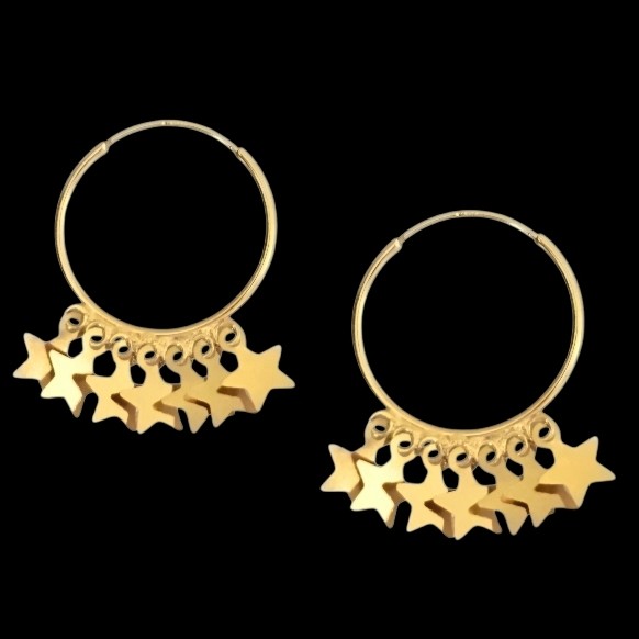 گوشواره طلا 18عیار حلقه ای ستاره بارون 1.540گرم