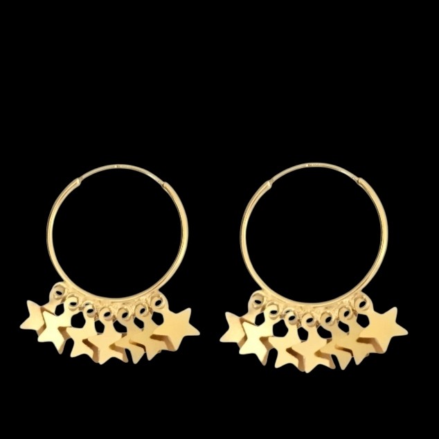 گوشواره طلا 18عیار حلقه ای ستاره بارون 1.540گرم