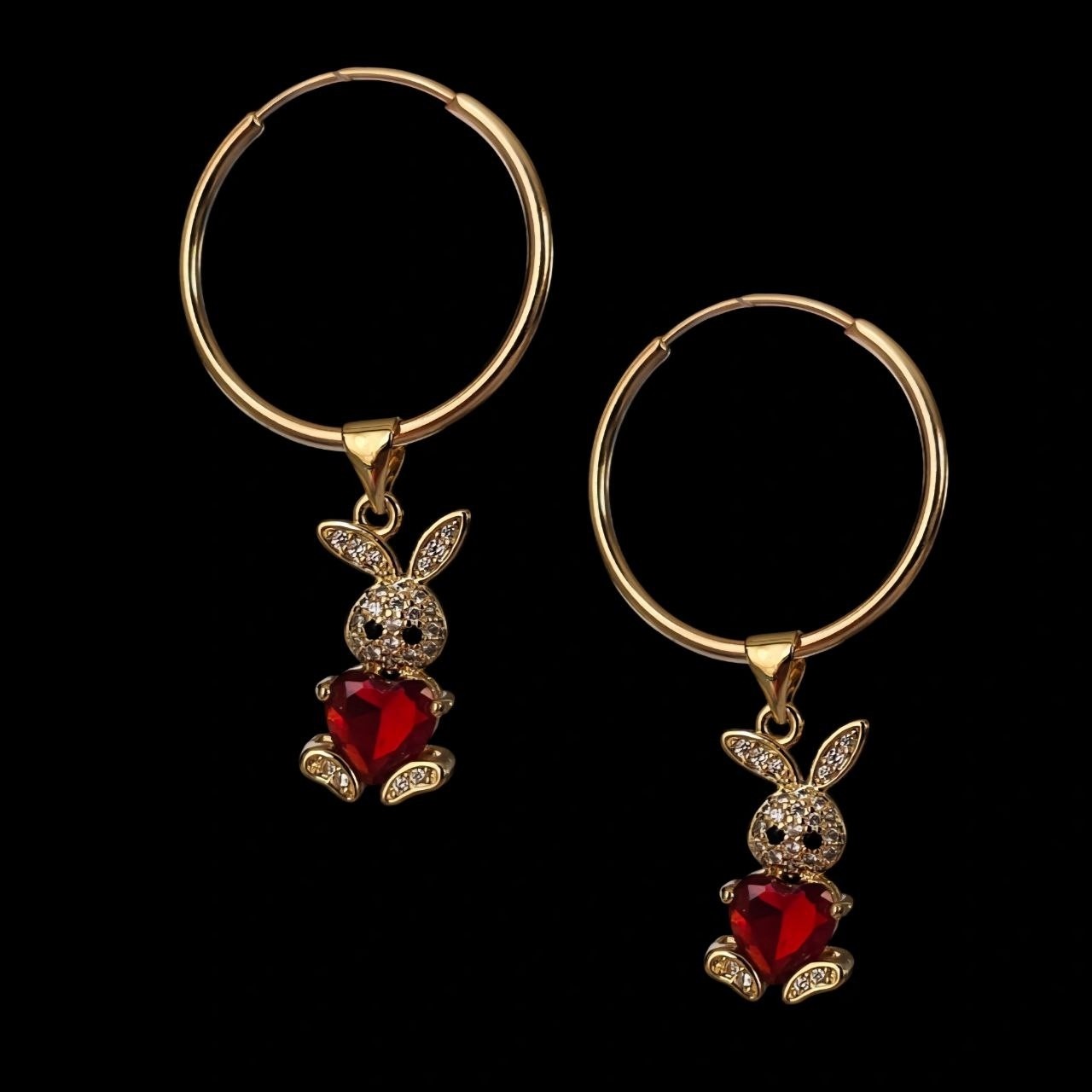 گوشواره طلا 18عیار حلقه ای خرگوش دلبر 1.520گرم