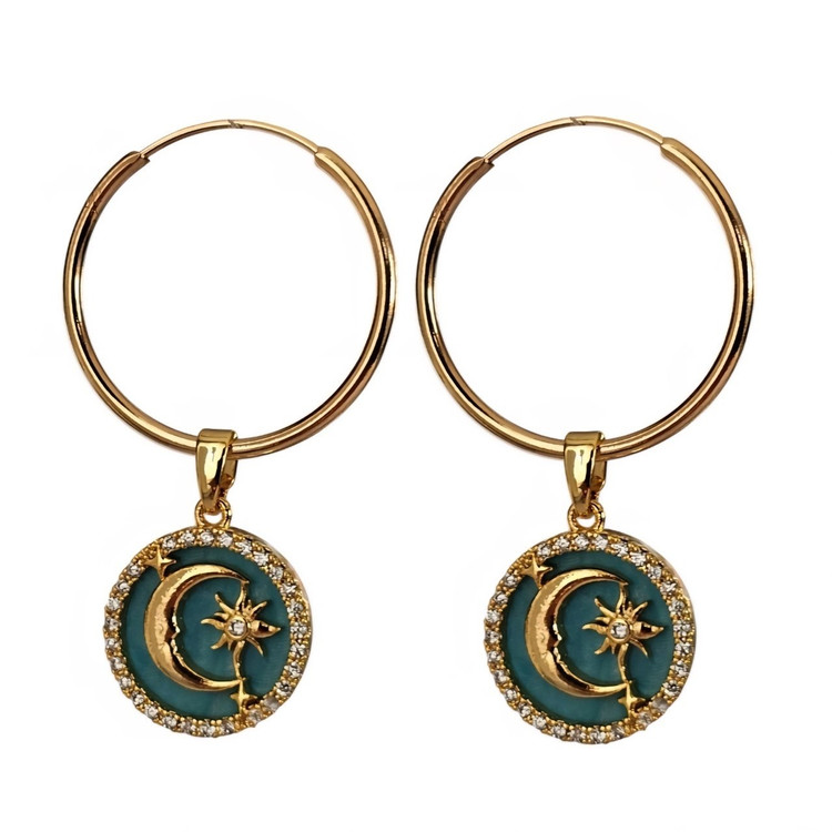 گوشواره طلا 18عیار حلقه ای ماه و ستاره 1.520گرم