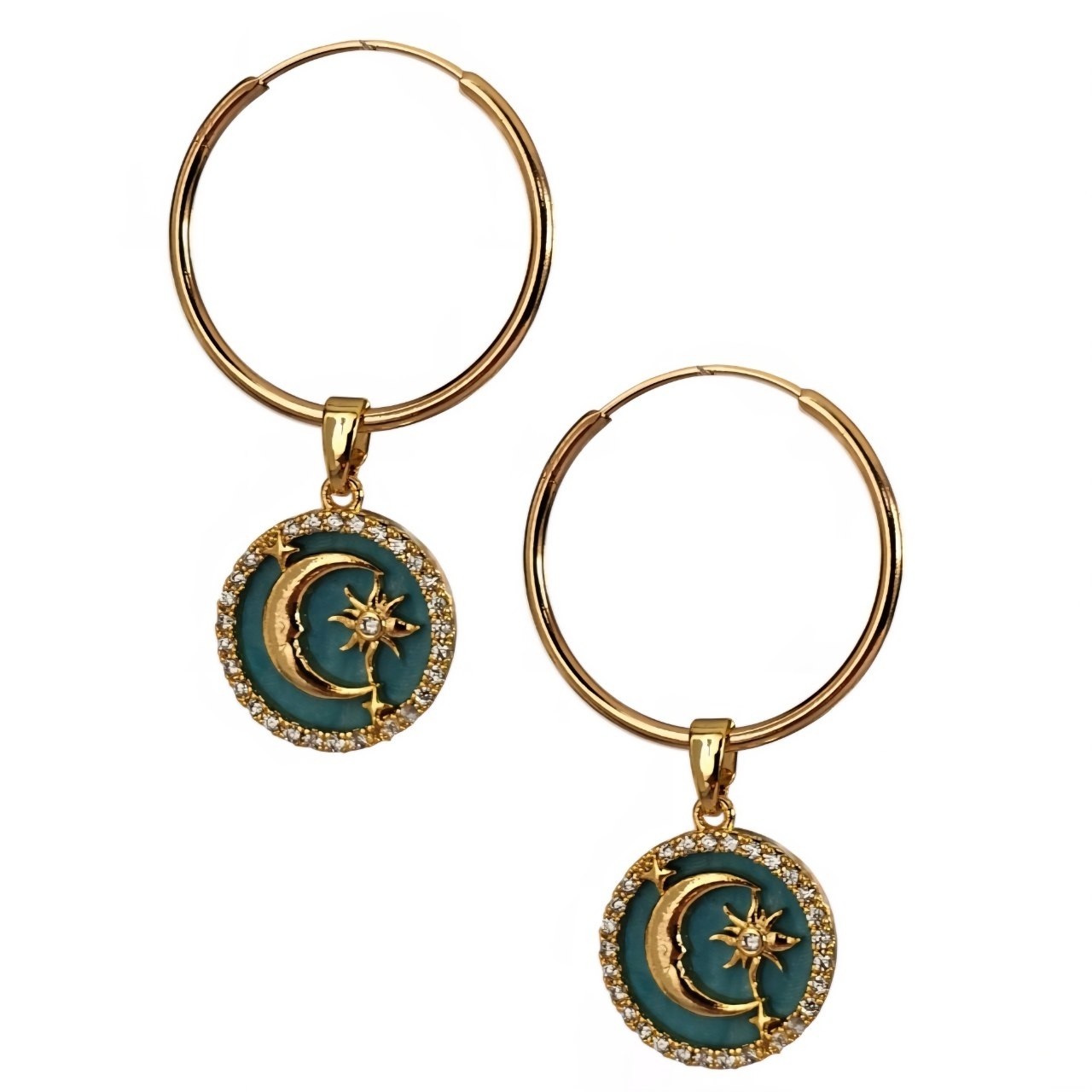 گوشواره طلا 18عیار حلقه ای ماه و ستاره 1.520گرم