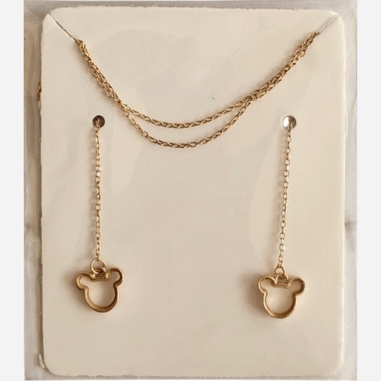 گوشواره بخیه ای طلا 18عیار میکی موس 1.360گرم