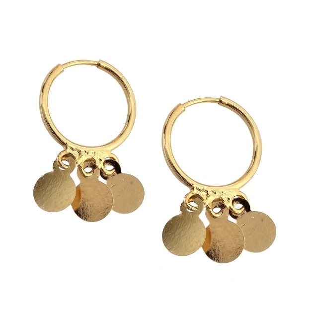 گوشواره طلا 18عیار حلقه ای پولکی 0.660گرم