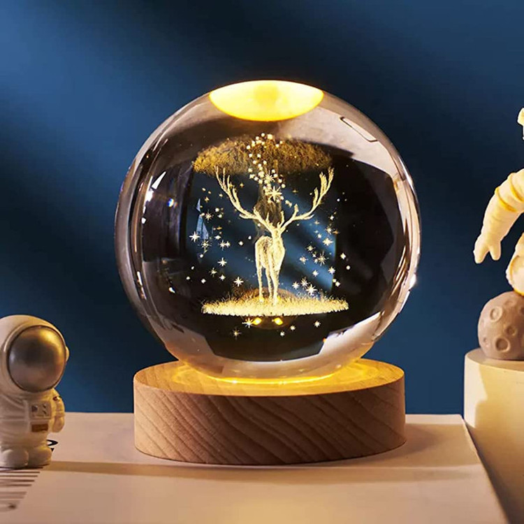 چراغ خواب مدل 3D Crystal طرح گوزن af 65