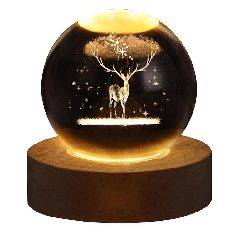 چراغ خواب مدل 3D Crystal طرح گوزن af 65