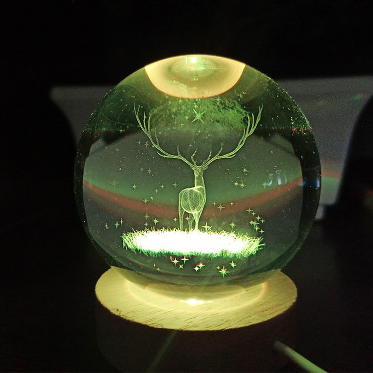 چراغ خواب مدل 3D Crystal طرح گوزن af 65