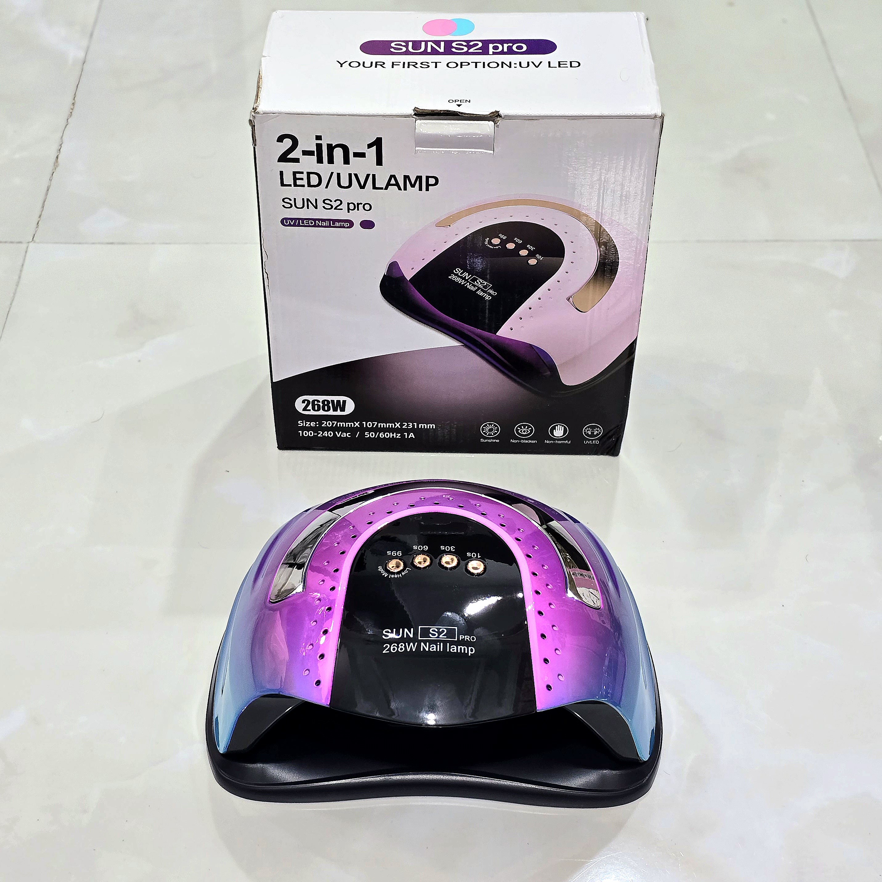 دستگاه یووی UV کاشت ناخن مدل SUN S2 PRO اصلی با قدرت بالا 268 وات
