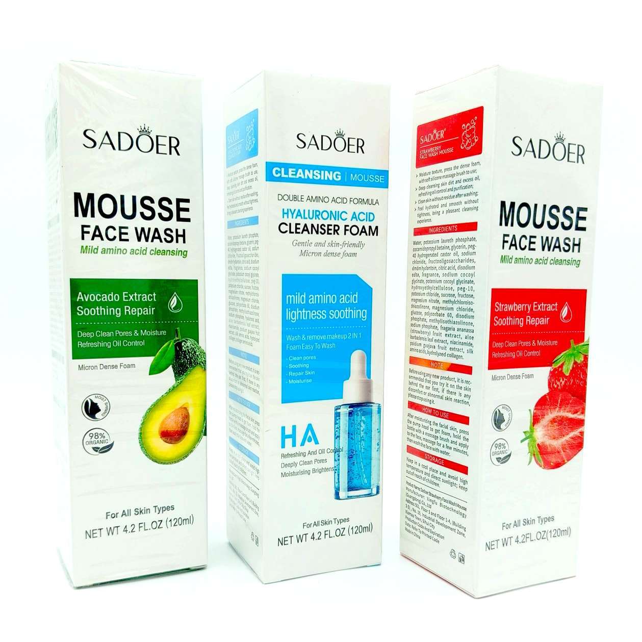 فیس واش موس صورت SADOER مدل Mousse Face Wash - حجم 120ml | آبرسان و پاکسازی عمیق پوست