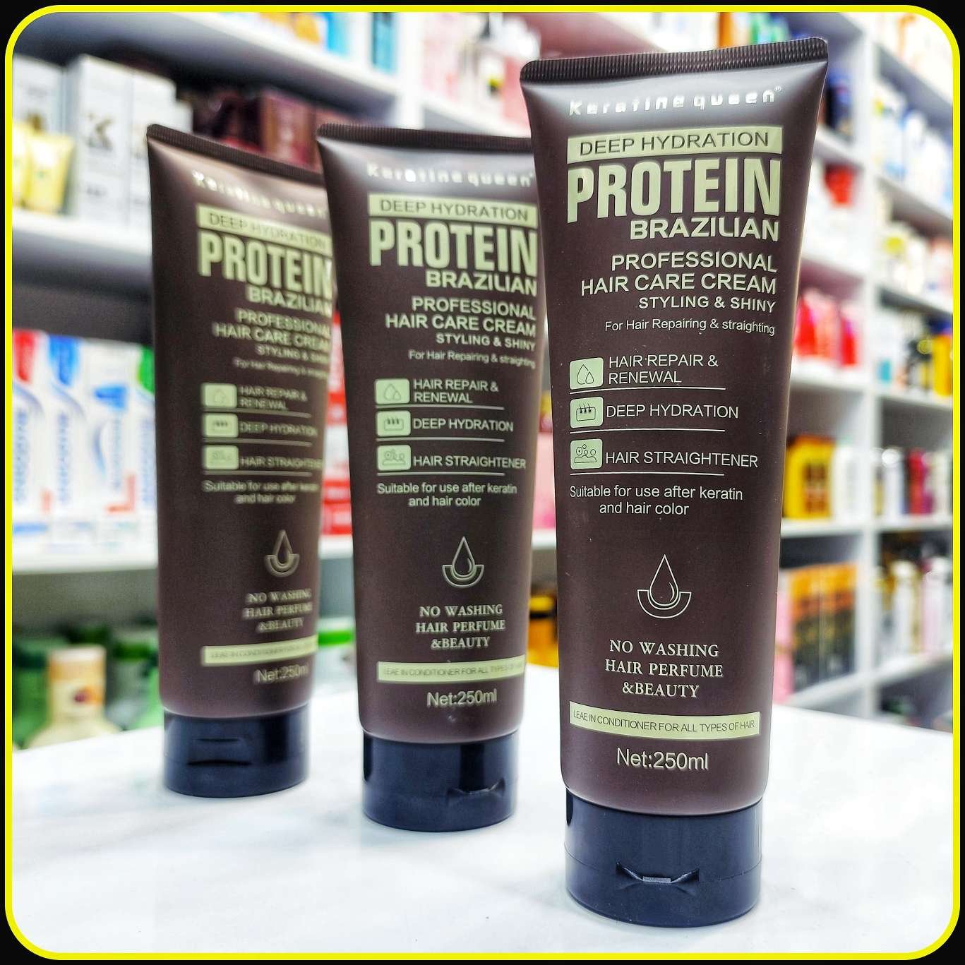 کرم مو پروتئین برزیلی کراتین کوئین 250 میلیلیتر | Keratine Queen Deep Hydration Protein Brazilian Hair Care Cream