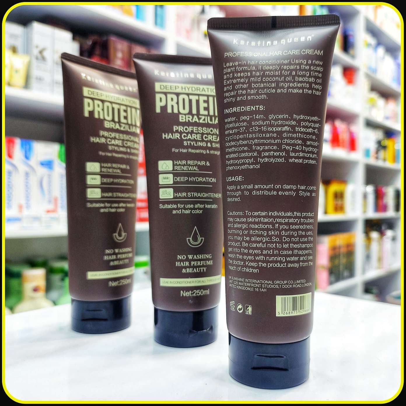 کرم مو پروتئین برزیلی کراتین کوئین 250 میلیلیتر | Keratine Queen Deep Hydration Protein Brazilian Hair Care Cream