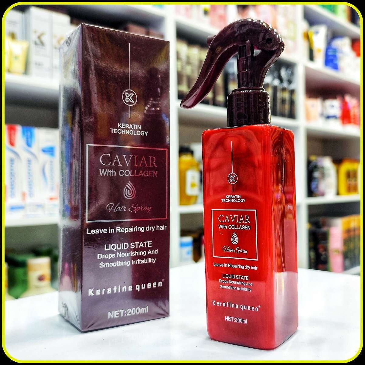 اسپری مو خاویار و کلاژن کراتین کویین Keratine Queen Caviar With Collagen Hair Spray حجم 200 میلیلیتر