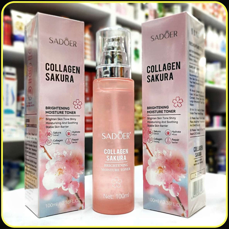 تونر مرطوب کننده روشن کننده کلاژن ساکورا سادور 100 میلیلیتر – SADOER Collagen Sakura Brightening Moisture Toner