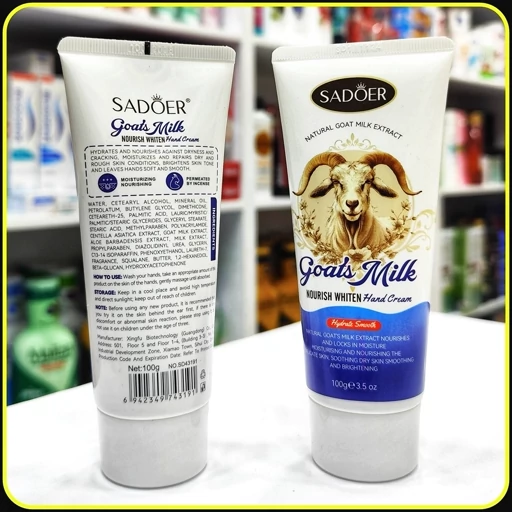کرم دست شیر بز سادور مدل Goats Milk Nourish Whiten حجم 100 گرم | SADOER Goat Milk Hand Cream