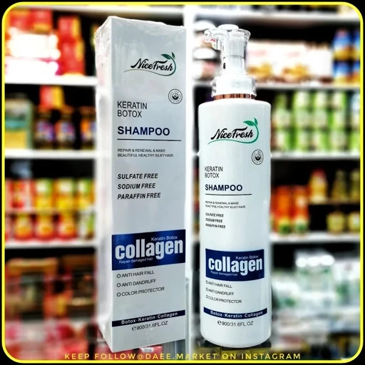 شامپو کراتین بوتاکس کلاژن نایسفرش Nicefresh Keratin Botox Collagen Shampoo حجم 900 میلیلیتر