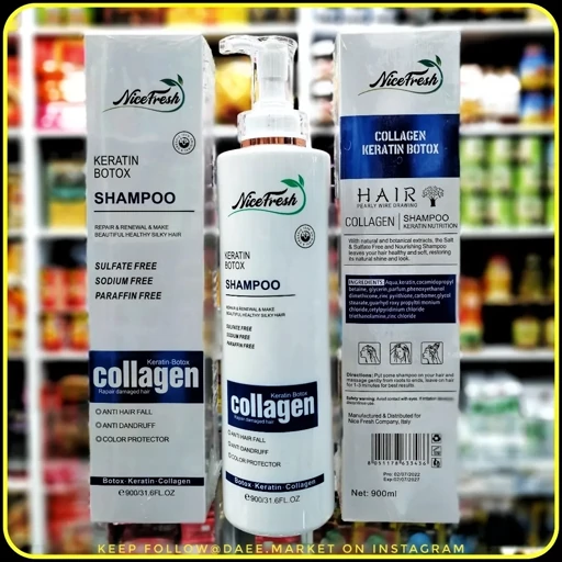 شامپو کراتین بوتاکس کلاژن نایسفرش Nicefresh Keratin Botox Collagen Shampoo حجم 900 میلیلیتر