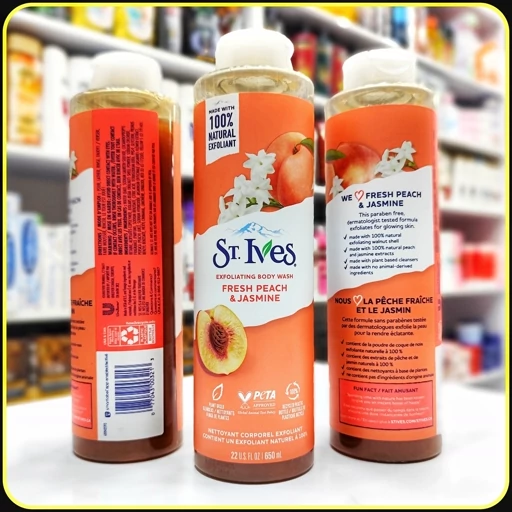 شامپو بدن لایه بردار سنت ایوز هلو و یاس 650 میلیلیتر | St. Ives Fresh Peach & Jasmine Exfoliating Body Wash