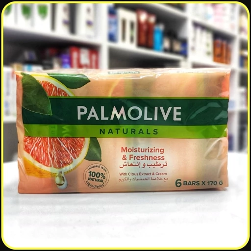 صابون پالمولیو مرطوبکننده و طراوت بخش با عصاره مرکبات و کرم، بسته 6 عددی 170 گرم | Palmolive Naturals Moisturizing & F