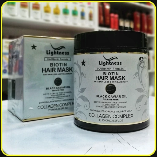 ماسک مو بیوتین لایتنس با روغن خاویار سیاه و کمپلکس کلاژن Lightness Biotin Hair Mask