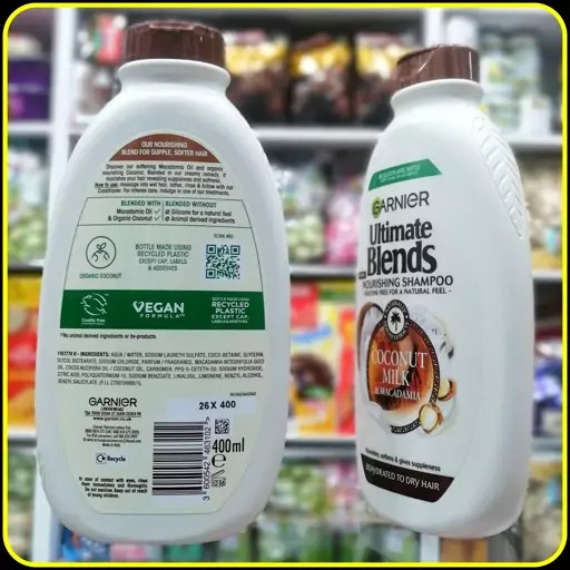 شامپو گارنیر اولتیمیت بلِندز نارگیل و ماکادمیا | Garnier Ultimate Blends Coconut Milk & Macadamia Nourishing Shampoo