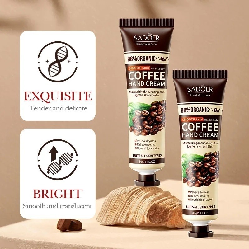 کرم مرطوب کننده دست عصاره قهوه ارگانیک سادور SADOER SMOOTH COFFEE HAND CREAM یک عددی