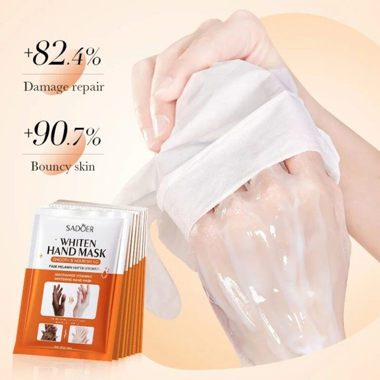 ماسک دست سفید کننده ویتامین سی و نیاسینامید سادور SADOER Whiten Hand Mask روشن کننده و ضد لک