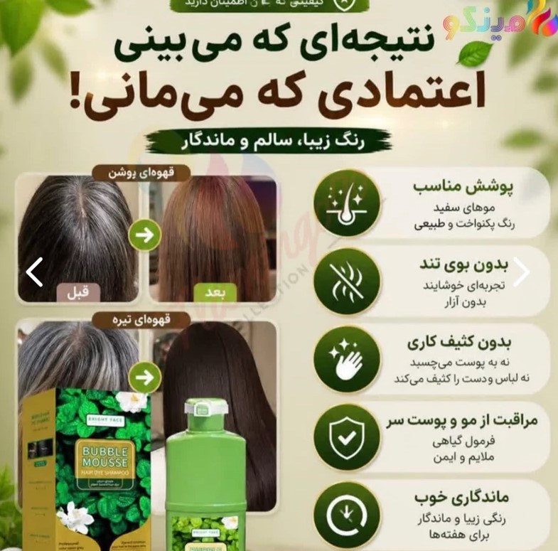 شامپو رنگ مو معروف ژلاتین بابل موس مشکی جدید اصلی کارتن بزرگ 500ml(تضمینی)