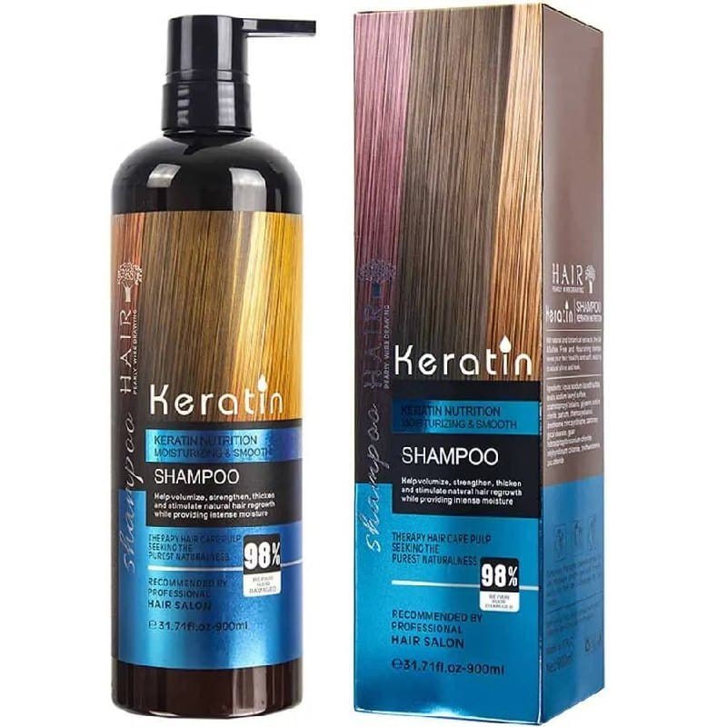شامپو کراتین 98 درصد بدون سولفات هیر keratin hair اصل برزیل 900 میل کرایتن هیر