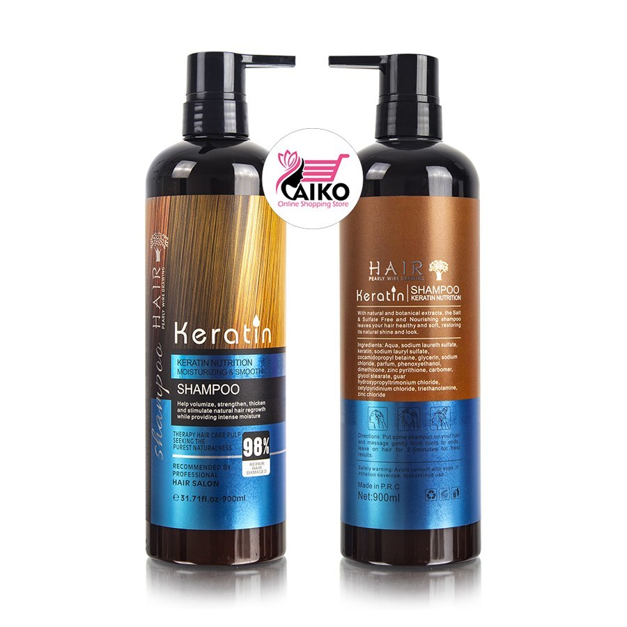 شامپو کراتین 98 درصد بدون سولفات هیر keratin hair اصل برزیل 900 میل کرایتن هیر