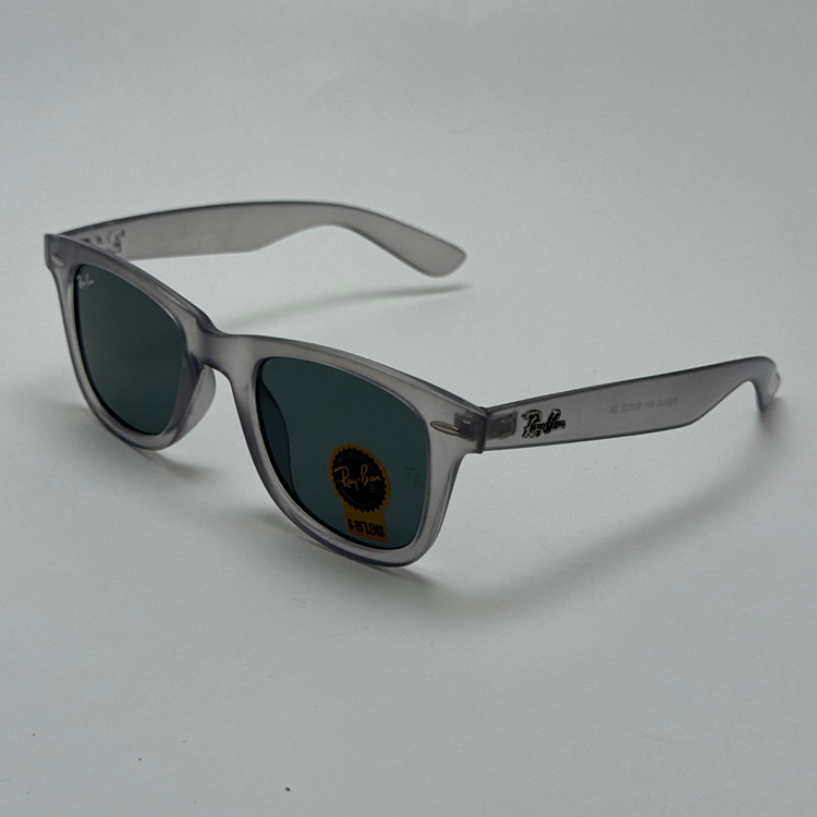 عینک آفتابی ریبن ویفرر شیشه سنگ طوسی عدسی مشکی که همراه پک کامل ریبن Rayban WAYFARER RB 2140 سایز 50