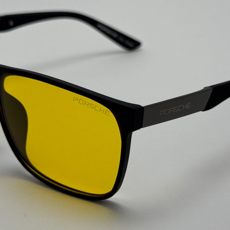 عینک شب و آفتابی پورشه PURSCHE مشکی عدسی زرد سبک کد 8086 - عینک رانندگی در شب - عینک شب