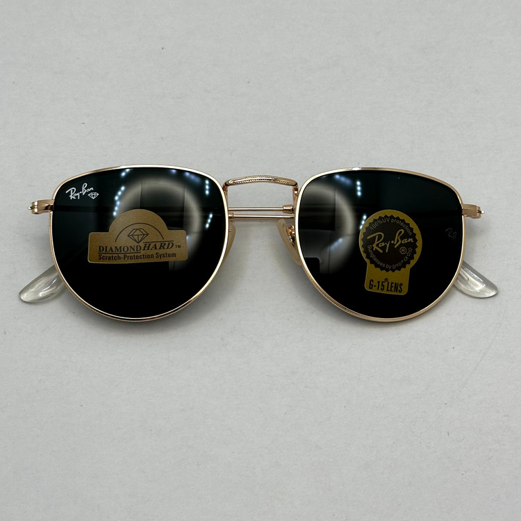 عینک آفتابی ریبن rayban شیشه سنگ مشکی طلایی کد rb 3958