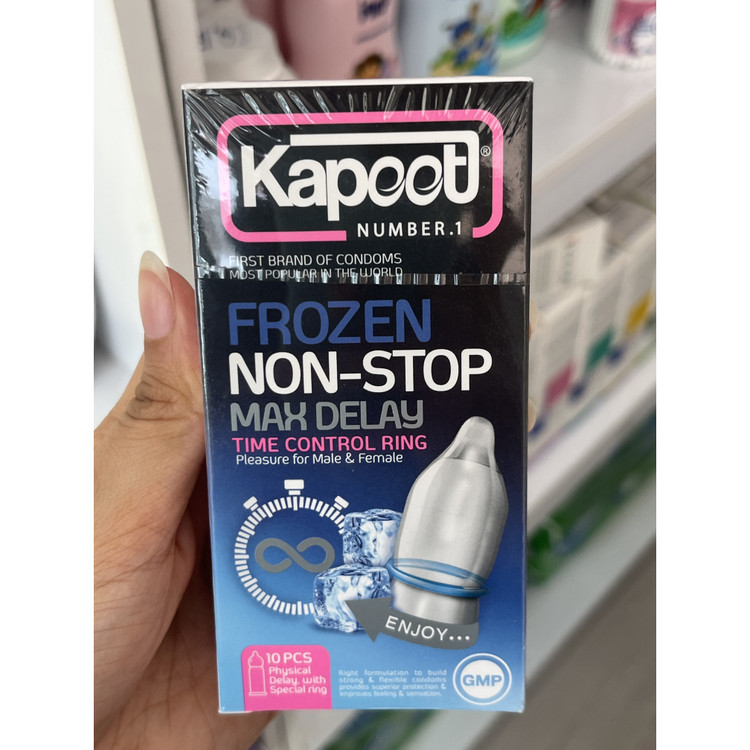 کاندوم کاپوت مدل Frozen Non-Stop بسته 10 عددی دارای حلقه کنترل زمان و ماده خنک کننده