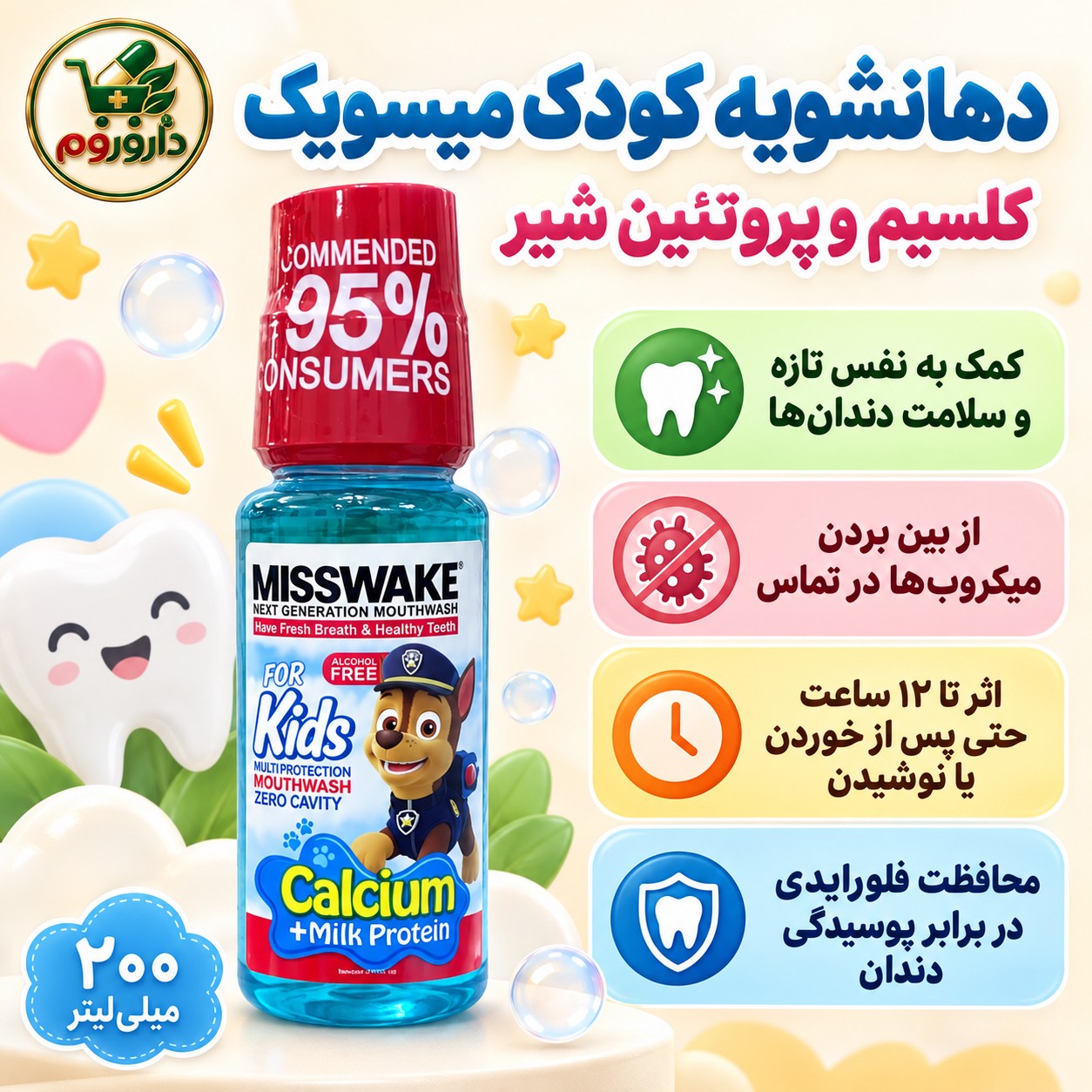 دهان شویه کودک سگ نگهبان آبی میسویک200 میل